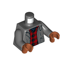 LEGO Mørk steingrå Owen Grady Minifigur Overkropp (973 / 76382)