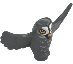 LEGO Dark Stone Gray Owl (Spread Wings) with Bright Light Orange Eyes and White Face (67632)