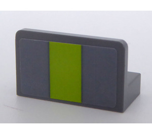 LEGO Dark Stone Gray Panel 1 x 2 x 1 with Lime Central Rectangle Sticker with Rounded Corners (4865)