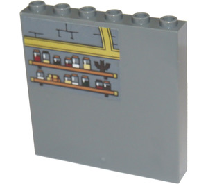LEGO Dark Stone Gray Panel 1 x 6 x 5 with Bat, Jars and Books on Shelves Sticker (59349)