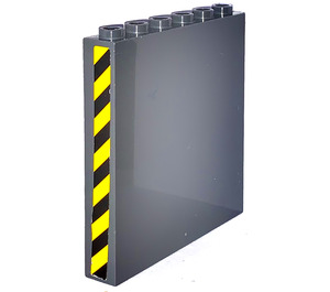 LEGO Dark Stone Gray Panel 1 x 6 x 5 with Black and Yellow Danger Stripes (Both Sides) Sticker (59349)