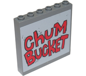 LEGO Dark Stone Gray Panel 1 x 6 x 5 with Chum Bucket Sticker (59349)