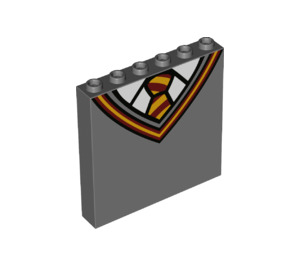 LEGO Donker Steengrijs Paneel 1 x 6 x 5 met Gryffindor Sweater V-Neck Collar, Tie en Wit Shirt (59349 / 79241)