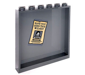 LEGO Dark Stone Gray Panel 1 x 6 x 5 with 'HAVE YOU SEEN THIS WIZARD'  Sticker (59349)