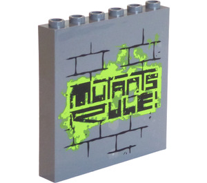 LEGO Gris pierre foncé Panneau 1 x 6 x 5 avec 'MUTANTS RULE!', Brique mur Autocollant (59349)