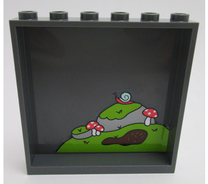 LEGO Dark Stone Gray Panel 1 x 6 x 5 with Rocks and Moss on Inside, Butterfly on Outside  Sticker (59349)