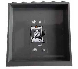 LEGO Dark Stone Gray Panel 1 x 6 x 5 with Woman Photograph and Heart Sticker (59349)