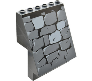 LEGO Dark Stone Gray Panel 6 x 4 x 6 Sloped with Stone Wall Pattern (30156)