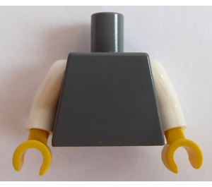 LEGO Dunkles Steingrau Schmucklos Torso mit Weiß Arme und Gelb Hände (76382 / 88585)