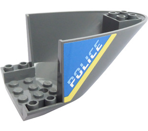 LEGO Dark Stone Gray Plane Rear 6 x 10 x 4 with 'POLICE' and Yellow Line on Both Sides Sticker (87616)