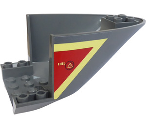 LEGO Dark Stone Gray Plane Rear 6 x 10 x 4 with Yellow Lines, Triangle with Exclamation Mark and 'FUEL' on Both Sides Sticker (87616)