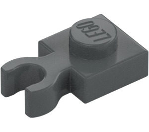 LEGO Donker steengrijs Plaat 1 x 1 met Verticaal Klem (Dikke open 'O'-clip) (44860 / 60897)