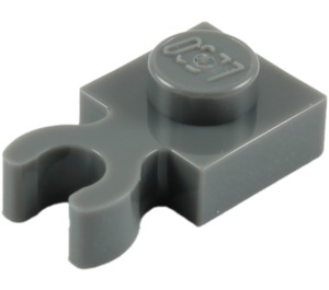 LEGO Dunkles Steingrau Platte 1 x 1 mit Vertikale Clip (Dick geöffneter O-Clip) (44860 / 60897)