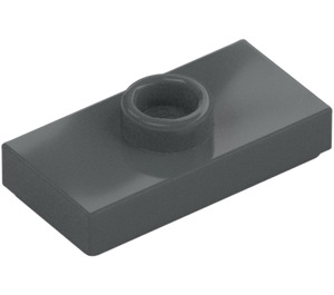 LEGO Dark Stone Gray Plate 1 x 2 with 1 Stud (with Groove and Bottom Stud Holder) (15573 / 78823)