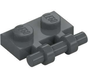 LEGO Mørk steingrå Plate 1 x 2 med Håndtak (Åpne ender) (2540)