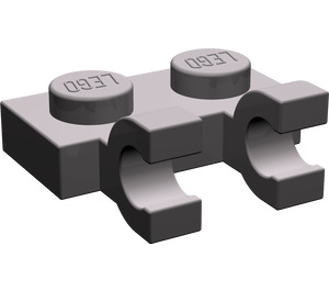 LEGO Dark Stone Gray Plate 1 x 2 with Horizontal Clips (flat fronted clips) (60470)