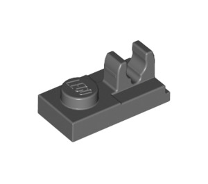 LEGO Dark Stone Gray Plate 1 x 2 with Top Clip with Gap (92280)