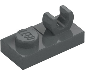 LEGO Dark Stone Gray Plate 1 x 2 with Top Clip without Gap (44861)