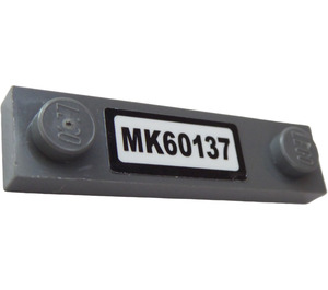 LEGO Dark Stone Gray Plate 1 x 4 with Two Studs with "MK60137" Sticker without Groove (92593)