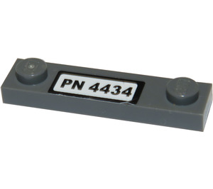 LEGO Dark Stone Gray Plate 1 x 4 with Two Studs with "PN 4434" Sticker without Groove (92593)