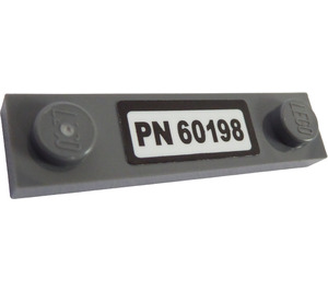 LEGO Dark Stone Gray Plate 1 x 4 with Two Studs with "PN60198' Sticker without Groove (92593)