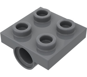 LEGO Donker Steengrijs Plaat 2 x 2 met Gat met dwarssteunen aan de onderzijde (10247)