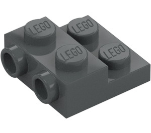 LEGO Tumma kivenharmaa Levy 2 x 2 x 0.7 jossa 2 Nupit päällä Sivu (4304 / 99206)