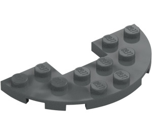 LEGO Dunkles Steingrau Platte 3 x 6 Rund Hälfte Kreis mit Ausschnitt (18646)