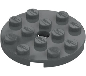 LEGO Dark Stone Gray Plate 4 x 4 Round with Hole and Snapstud (60474)