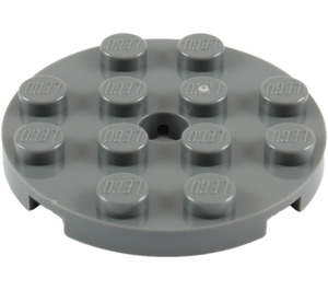 LEGO Dark Stone Gray Plate 4 x 4 Round with Hole and Snapstud (60474)