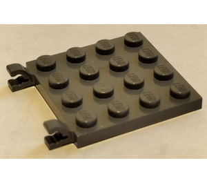 LEGO Gris Pierre Foncé assiette 4 x 4 avec Clips (Écart dans les clips) (47998)