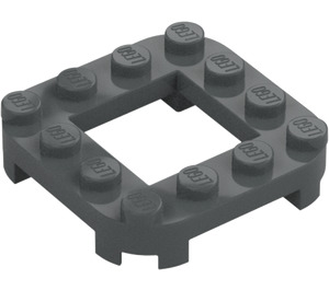 LEGO Mørk stengrå Plade 4 x 4 x 0.7 med Rundede hjørner og 2 x 2 Open Centrum (79387)