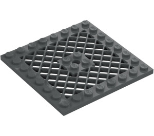 LEGO Dunkles Steingrau Platte 8 x 8 mit Gitter (Loch in der Mitte) (4047 / 4151)