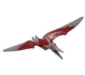 LEGO Dark Stone Gray Pteranodon with Dark Red Back and Large Nostrils