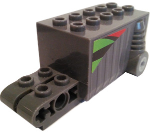 LEGO Donker Steengrijs Pullback Motor 4 x 8 x 2.33 met Jungle Strepen Sticker (47715)