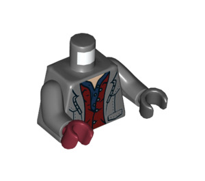 LEGO Donker steengrijs Rainn Delacourt met Donkerrood Shirt Minifiguur Torso (973 / 76382)