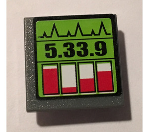 LEGO Dark Stone Gray Roadsign Clip-on 2 x 2 Square with "5.33.9" Sticker with Open 'U' Clip (30258)