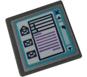 LEGO Dark Stone Gray Roadsign Clip-on 2 x 2 Square with Computer Screen Sticker with Open 'O' Clip (15210)