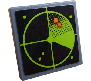LEGO Donker Steengrijs Roadsign Clip-Aan 2 x 2 Vierkant met Computer Screen met Radar Sticker met Open 'O'-clip (15210)