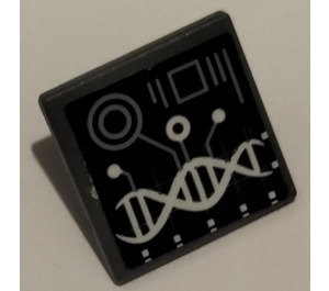 LEGO Dark Stone Gray Roadsign Clip-on 2 x 2 Square with DNA Double Helix Sticker with Open 'O' Clip (15210)