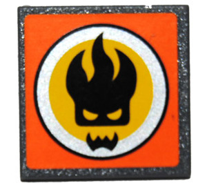 LEGO Dark Stone Gray Roadsign Clip-on 2 x 2 Square with Dr. Inferno Sticker with Open 'U' Clip (15210)