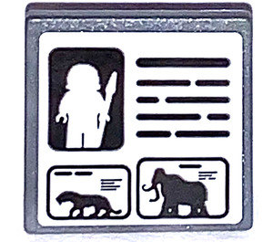 LEGO Dark Stone Gray Roadsign Clip-on 2 x 2 Square with Exhibition Information Table Sticker with Open 'O' Clip (15210)