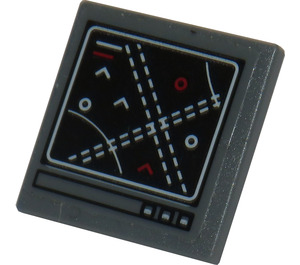 LEGO Dark Stone Gray Roadsign Clip-on 2 x 2 Square with Map Screen Sticker with Open 'O' Clip (15210)