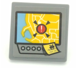 LEGO Dark Stone Gray Roadsign Clip-on 2 x 2 Square with Navigation System Sticker with Open 'O' Clip (15210)