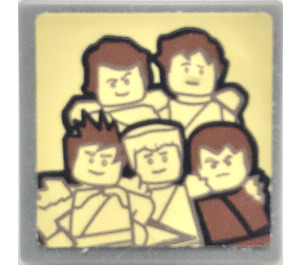 LEGO Dark Stone Gray Roadsign Clip-on 2 x 2 Square with Ninjago minifigures Sticker with Open 'O' Clip (15210)