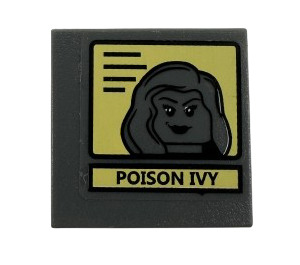 LEGO Tmavě kamenná šedá Roadsign Clip-na 2 x 2 Čtverec s 'POISON IVY' Samolepka s otevřeným 'O' klipem (15210)