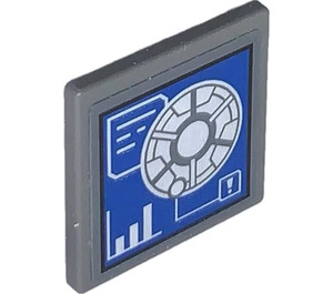 LEGO Dark Stone Gray Roadsign Clip-on 2 x 2 Square with Screen with Arc Reactor Sticker with Open 'O' Clip (15210)