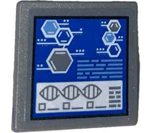 LEGO Dark Stone Gray Roadsign Clip-on 2 x 2 Square with Screen with Chemical Elements Double Helix Sticker with Open 'O' Clip (15210)