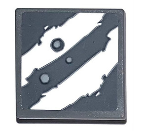 LEGO Dark Stone Gray Roadsign Clip-on 2 x 2 Square with White and Gray Stripes Sticker with Open 'O' Clip (15210)