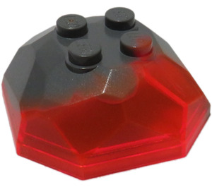 LEGO Dark Stone Gray Rock 4 x 4 x 1.3 Top with Transparent Neon Orange Marbeling (30293 / 53933)